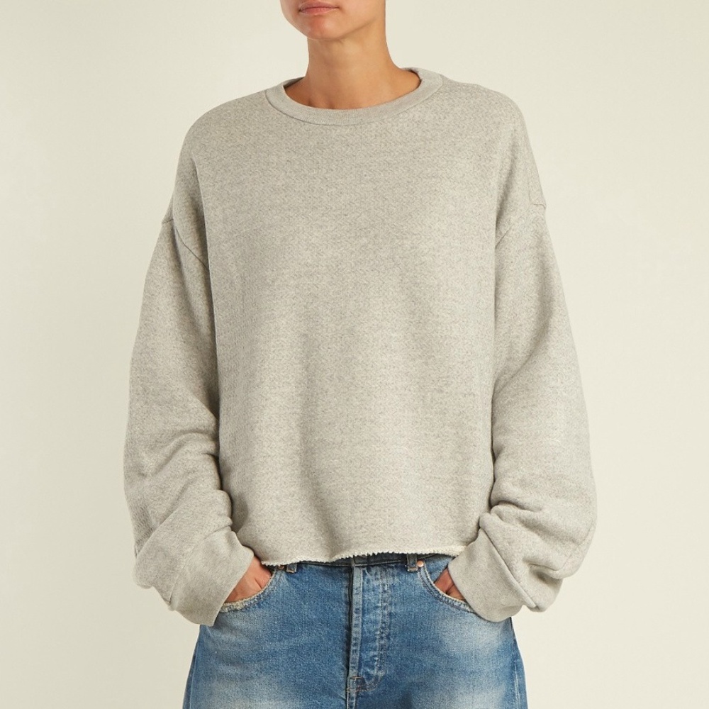 Raey Raw Hem Cotton Jersey Sweatshirt Gray Grey 8
